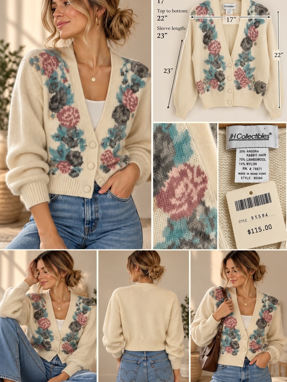 Vintage JH Collectibles NWT Wool Cardigan